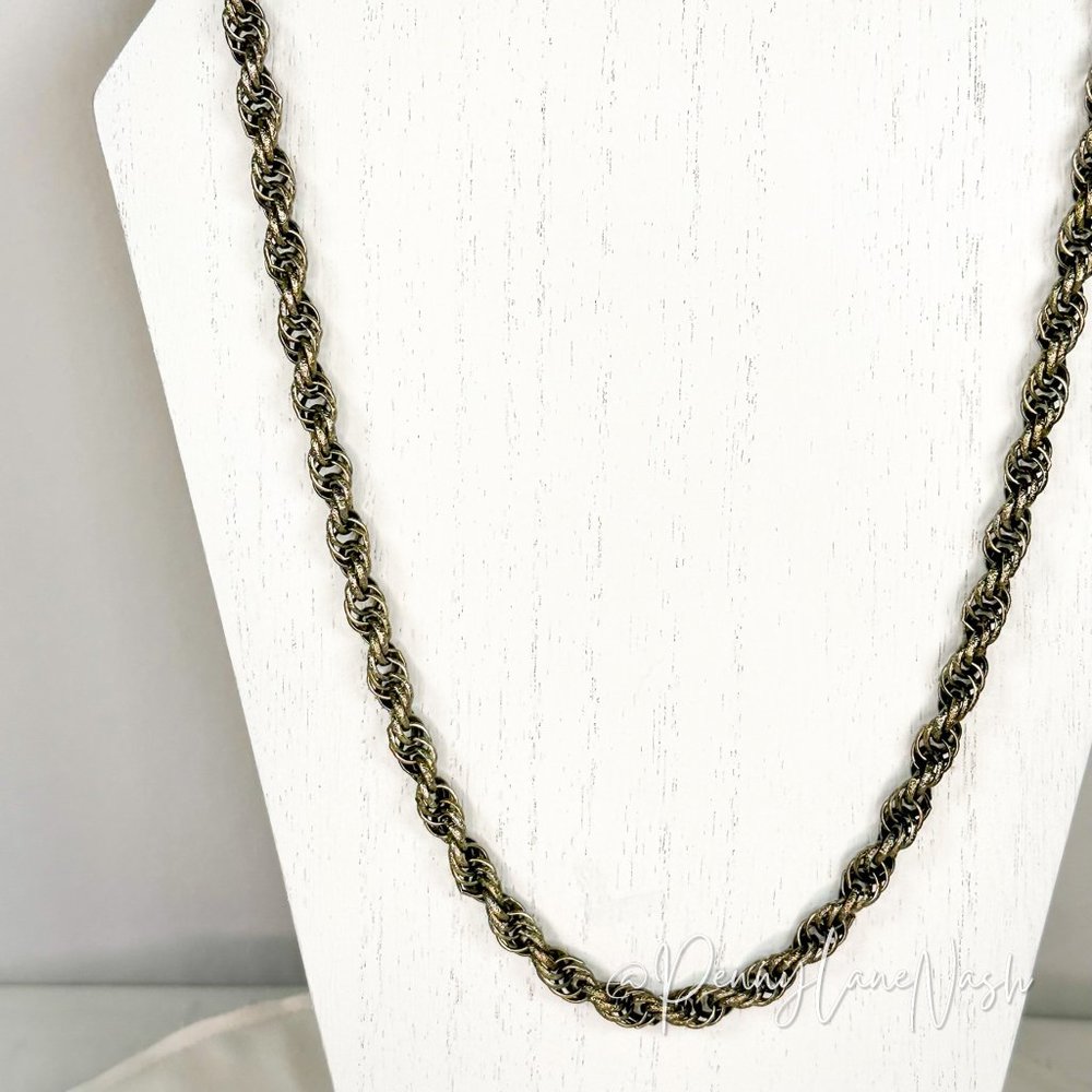 Vintage Silver Twisted Rope Chain Necklace - Picture 2 of 5
